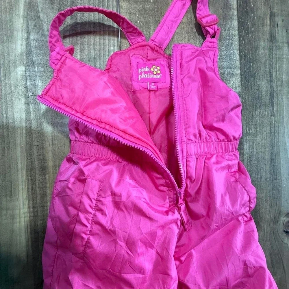 Pink Platinum Snow Bib Overalls Girls 4T Pink Insulated Winter Ski Snowsuit